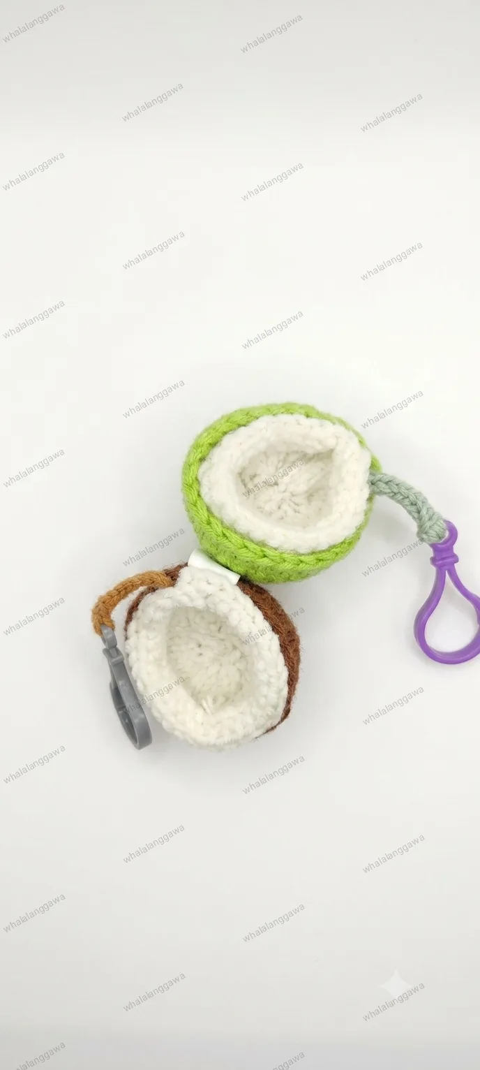 Crocheted coconut keychain